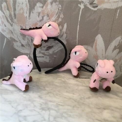 Sweet Pink Dinosaur Plush Animal Toy , 11CM Stuffed Ladys Hair Doll , Keychain Gift