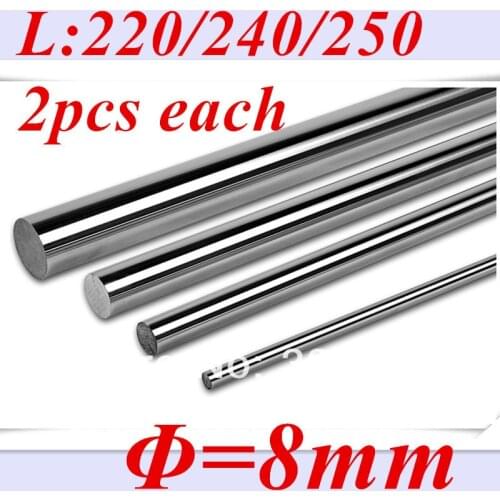 8mm smooth rod linear rod set : 2 x 240mm ,2 x 220mm , 2 x 250mm for 8mm linear shaft LM8UU CNC parts 3D printer