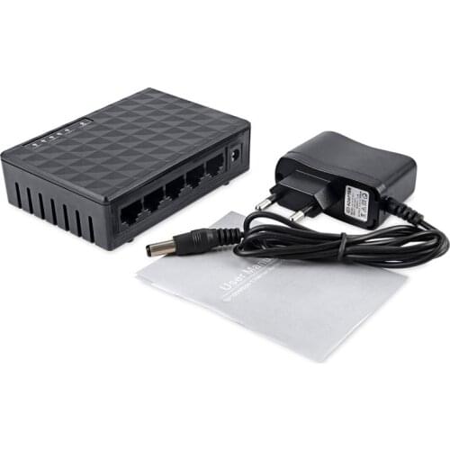 Newest 5 Port Gigabit Switch RJ45 LAN Ethernet Fast Desktop Network Switch Hub Shunt 10/100/1000Mbps With EU/US Power Adapter