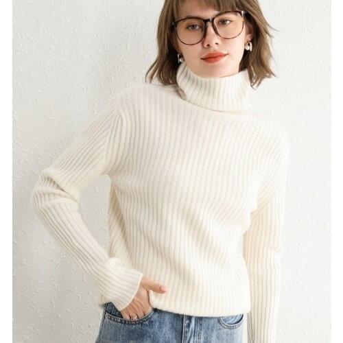 2020 autumn and winter new turtleneck sweater women 100% wool knit loose Korean style outer wear pure wool warm bottoming shirt