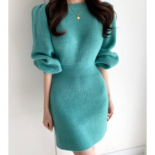 2021 Autumn Winter Fashion Sexy Trutleneck Womens Mini Package Hip Dress Casual Bodycon Solid Long Sleeve Ladies Dress