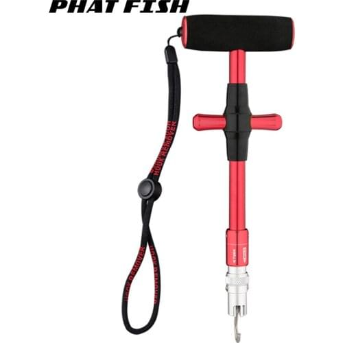 PHAT FISH 1pc 23.7cm Aluminum Alloy Gripper with Lanyard Hook Holder Remover Fishing Tool Saltwater Accessories