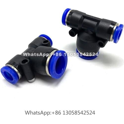 Pneumatic Fittings, PK Hose Plastic Three-way Quick Connector, Push-n Fittings for Air/Water Hose Pneumatic Accessories