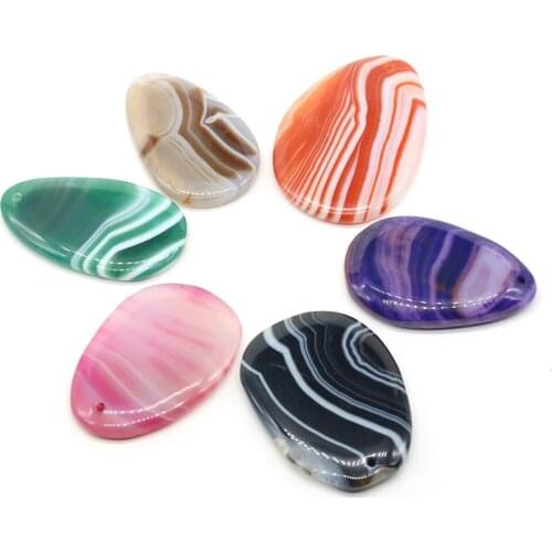 Natural Stone Agates Pendants Irregular Multiple Color Striped Agates Stone Findings Charms for Jewelry Making Necklace Bracelet