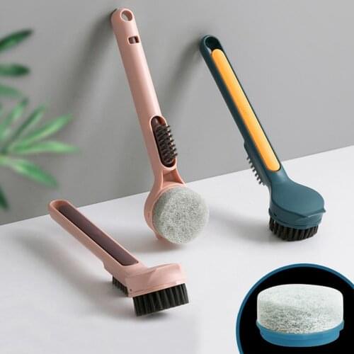 Kitchen Cleaning Brush Portable 3 In 1 Scrub Brush For Kitchen Window Scrub Sponge With Long Handle Cleaner Tools