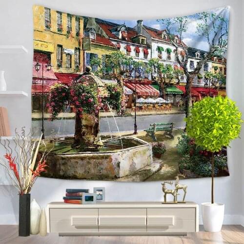Drop Shipping Europe Street Landscape Home Decorative Wall Hanging Carpet Tapestry Bedspread Tapestries For Living Room Bedroom