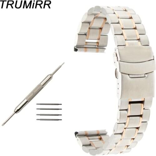 Stainless Steel Watchband 18mm 20mm 22mm for Seiko Men Women Watch Band Safety Clasp Strap Wrist Belt Bracelet Black Gold Silver