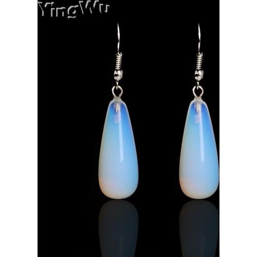 Yingwu 20 pairs Lots Wholesale & Retail Water Drop Style White Fire Opal Stud Earrings Fashion Dangle Earring Jewelry