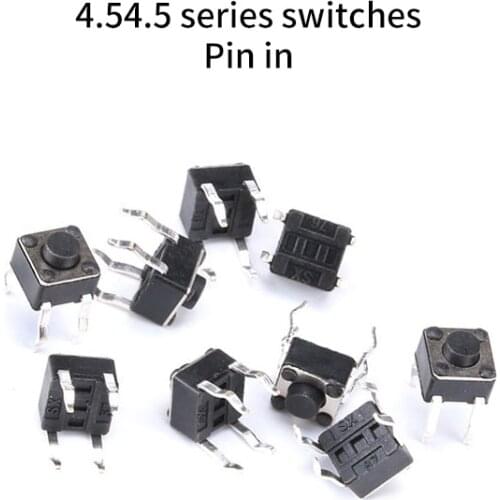 20pcs/lot Tactile Switch Momentary Tact 4.5x4.5x3.8mm 5mm Middle 4pin Push Button Switch For TV/Toys/home use Button