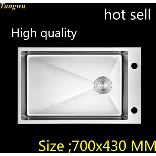 Tangwu Luxury food grade 304 stainless steel kitchen sink 1.2 MM thick handmade single slot durable 70x43 CM