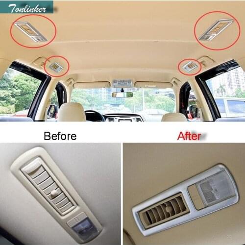 Tonlinker 4 PCS DIY Car styling ABS chrome After reading lights light box Stickers for TOYOTA HIGHLANDER 2015 accessories