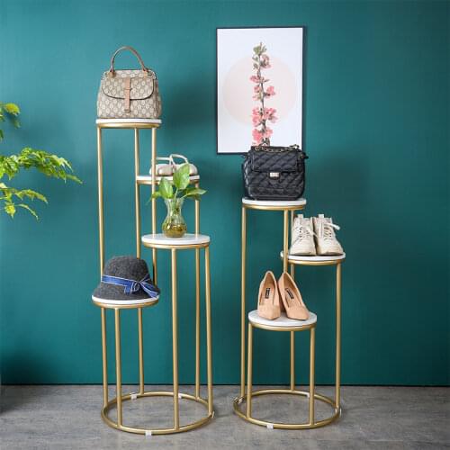 Clothing shop decoration display shelf organizer window display stand high and low shoes bag display shelves Closet organizer