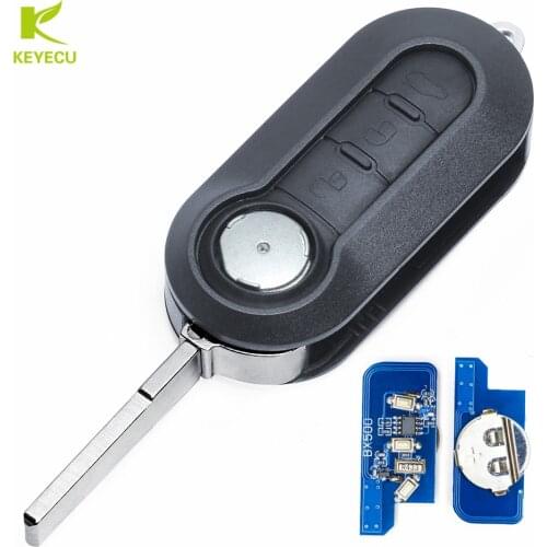 KEYECU Replacement Flip Remote Key Fob 3 Button 433MHz ID46 for Fiat 500, Doblo, Florino, Punto, Qubo - Del-phi 300
