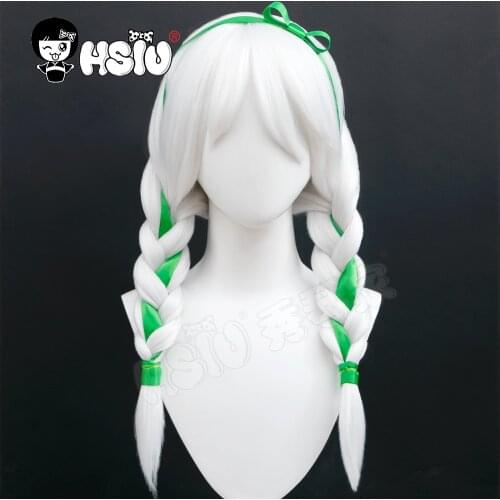 Sky Children Of Light Cosplay Wig HSIU White Double Ponytail Long Hair Free Brand Wig Cap Green Hair Accessory Sky Cosplay