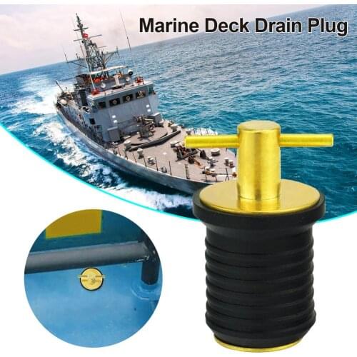 1Pc Marine Boat Deck Rubber Brass T-Handle Hull/Livewell/Baitwell/transom Twist Turn Drain Plug Tracker To Suits 1 Inch Hole