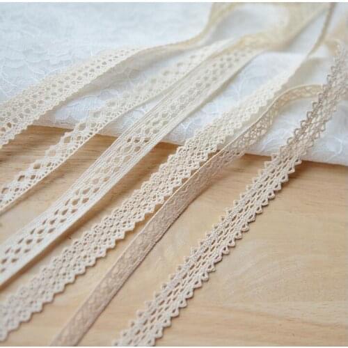 10 Meters/lot 100% Cotton Lace Trims Beige Clothing Decorative Lace Ribbon for Bow Handmade Patchwork DIY Hometexile Sewing
