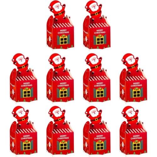 10pcs Delicate Christmas Treat Boxes Paper Gift Box Adorable Candy Container