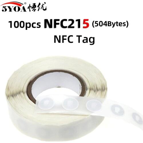 100pcs NFC Tag NFC215 Label 215 Stickers NTAG215 Amiibo 504 Bytes Tags Badges Lable Sticker 13.56mHz For TagMo Forum Type2 Ntag