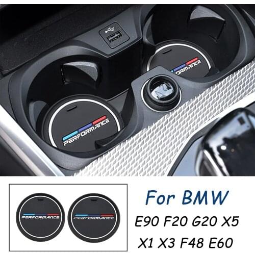 2PCS Car Coasters Cup Holder Mats for BMW E90 E60 F10 G30 F30 F20 G20 X5 F15 E70 E91 F31 F11 X3 F25 X1 F48 F34 F36 Accessories
