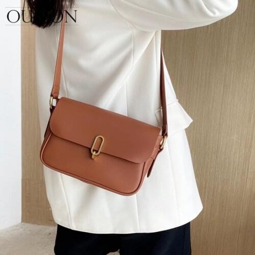 OUSSON 2021 New Design Small Square Leather Crossbody Bag Exquisite Female Retro Shoulder Bag For Woman