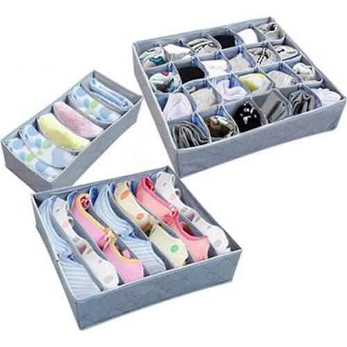 3pcs/set Bamboo Charcoal Underwear Storage Box Foldable Closet Organizer for Bra Ties Socks
