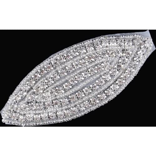30pcs/lot) Newly Luxury Bling Oval Rhinestone Applique Patch Handmade Flatback Crystal Oval Trim DIY Girl Wedding Dress