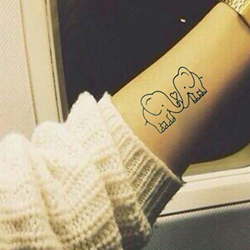 5 Pcs Black Cute Waterproof Elephant Pattern Temporary Body Art Tattoo Stickers