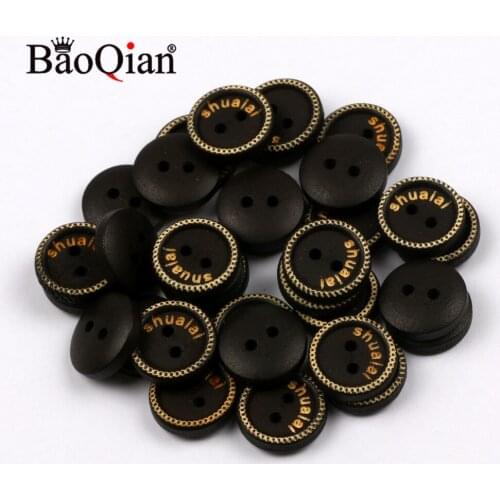 50pcs 2 Hole Natural Wooden Buttons Handmade 15mm Text Pattern Round Buttons For Clothing Sewing Scrapbook Accessories Diy Craft