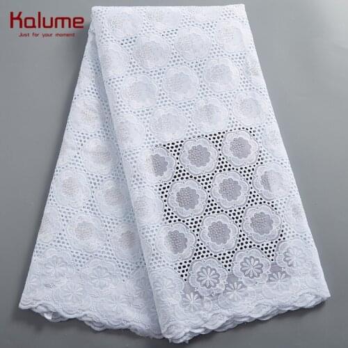 Kalume African Dry Lace Fabric 2021 High Quality Nigerian Cotton Lace Fabric Embroidered 5 Yard Diy Swiss Voile For Dress F2443
