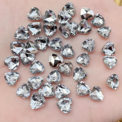 80PCS 8mm Heart Acrylic Rhinestones Crystal Flatback Rhinestones Stones For Strass Clothing Decorations