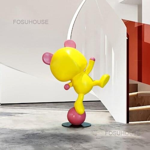 Acrobatic Bear Large Cartoon Floor Sculptures Hotel Hall Home Decoration Art Sales Statues Home Decor Art Ornaments Accessories
