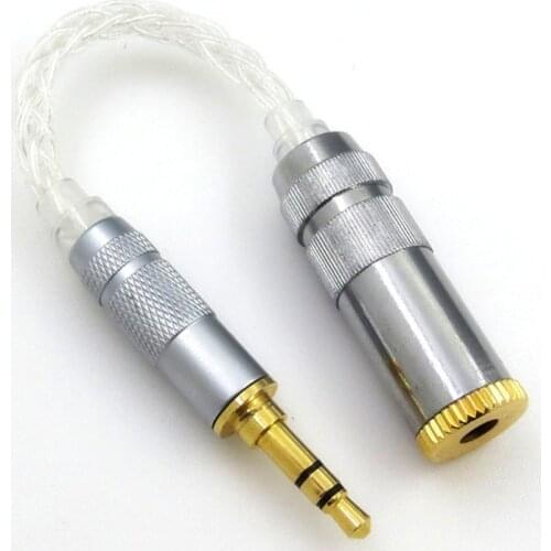 HIFI Audio Earphone 8-core Single Crystal Copper Silver Balanced Plug 2.5 3.5 4.4 Mm Adapter Wire Use Adapter Converter Plug
