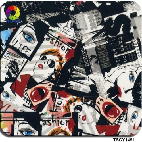 Free shipping TSCY1491 0.5*2m/10m cartoon water transfer printing hydrographic film