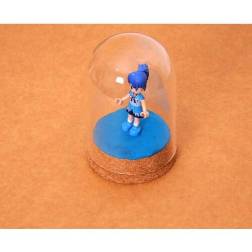 4'' Small Clear Glass Dome with Wood Cork for Decorative Centerpieces