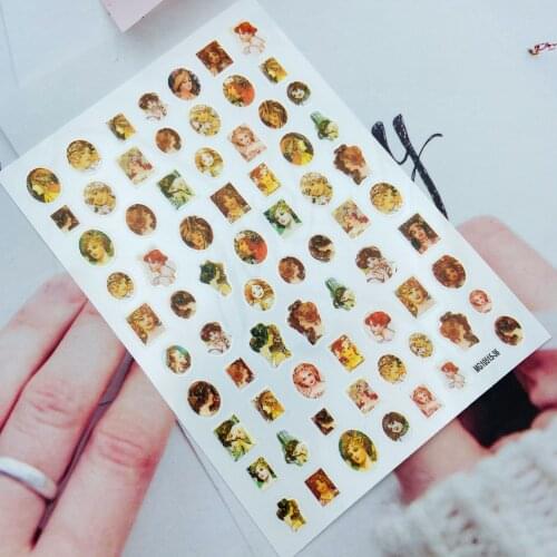 DIY Japanese Style Fashion Hot Selling New Design Ancient Madonna & Baby Angel Thin Light Traceless Dry Nail Decals Manicure