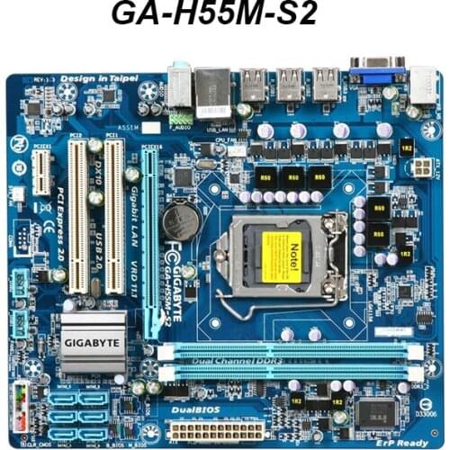 For GIGABYTE GA-H55M-S2 Used Desktop Motherboard H55 Socket LGA 1156 i3 i5 i7 DDR3 8G Micro-ATX Mainboard H55M-S2 PC
