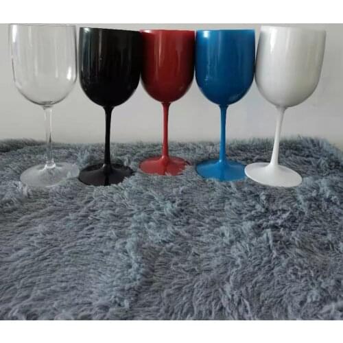 Environmentally Friendly Food Grade Pp Material Goblet Plastic Red Wine Cup Acrylic Imitation Glass 6-Piece Set Color Random