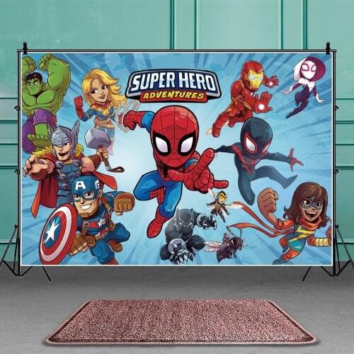 Marvel Super Hero Spiderman Panther Party Birthday Background Cloth Tapestry Birthday Party Decoration Photography Background