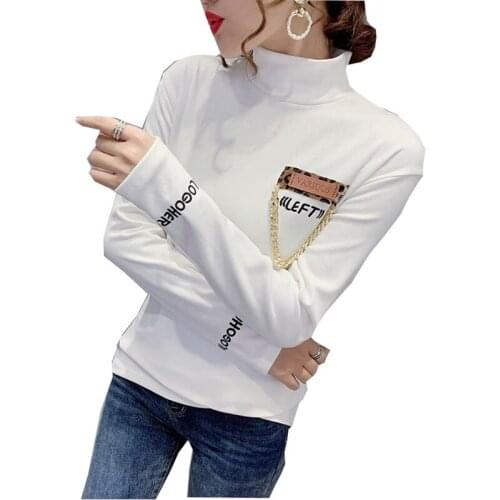 GGRIGHT Long Sleeve Autumn Winter T Shirts Women Black Turtleneck Casual Sexy Shirt Party White Knitted Basic Top Fashion Lady