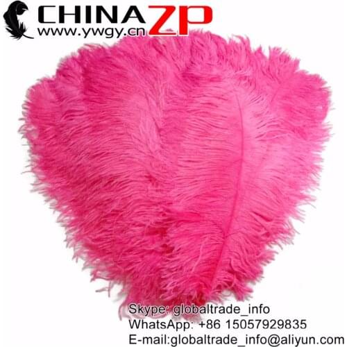 CHINAZP Factory 35-40cm(14-16inch) 200pcs/lot Fantastic Hot Pink Party Ostrich Confetti Feathers