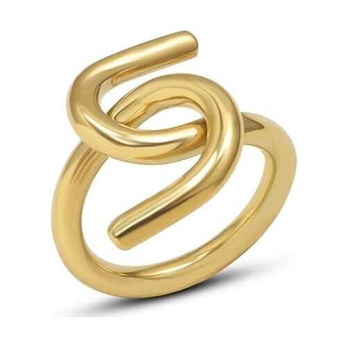 Statement Stainless Steel Tie Ring For Women Gold Metal Irregular Fashion Ring Accessories joyería acero inoxidable mujer Gift