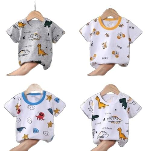 Summer t shirt for baby boys girls tops little kids pure cotton Tees cartoon infant soft short sleeve shirt toddler clothes coat