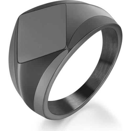 Modyle Men Punk Ring Black 316L Stainless Steel Ring Rock Fashion Male Jewelry