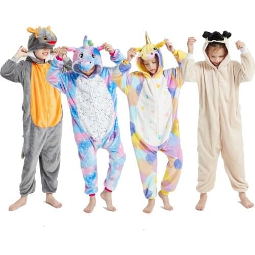 Newest Childrens Sleepwear Boys Shark Kigurumi Pajamas Girls Unicorn Pajamas Pyjamas Kids for 8-12Years Homewear Nightwear