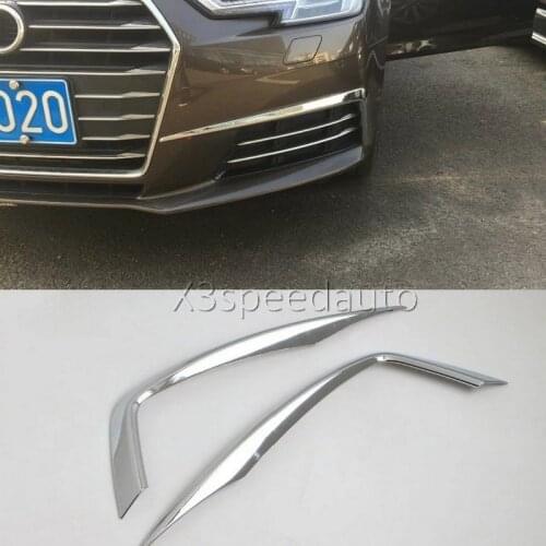 For Audi A4 B9 2016-17 Front Fog Light Eyelid Cover Trim 2pcs Chrome Car-styling