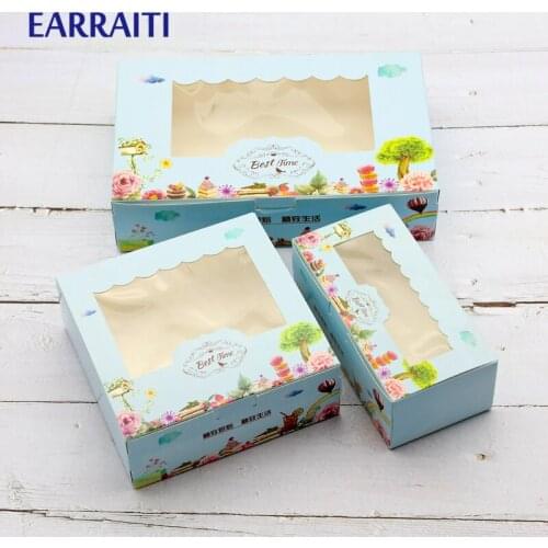 12PCS Gift Box With Window Wedding Home Party Favors Candy Cookies Baking Food CupCake Paper Boxes Packaging Flowers Cardboard