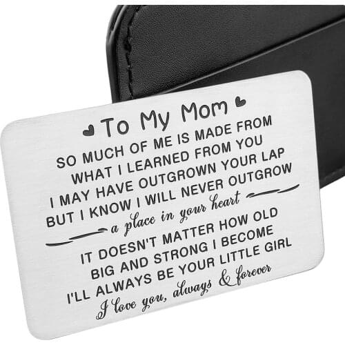 Mothers Day Gifts To My Mom Wallet Insert Card I Love You Thank You Mom Gifts From Daughter Son To Mother Birthday Gifts