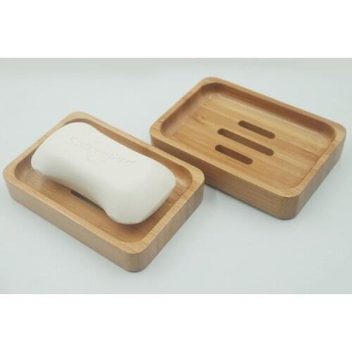 Natural Wooden Bamboo Soap Dishes Tray Holder Storage Soap Rack Plate Box Container Bathroom Japanese style soap box 50pcs/lot
