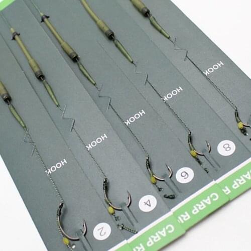 Carp Fishing Line Ready Tied Carp Hair Rigs Ready Made Carp Fishing Hook Line Hair Rig Carp Fishing Hooks Sizes 2# 4# 6# 8