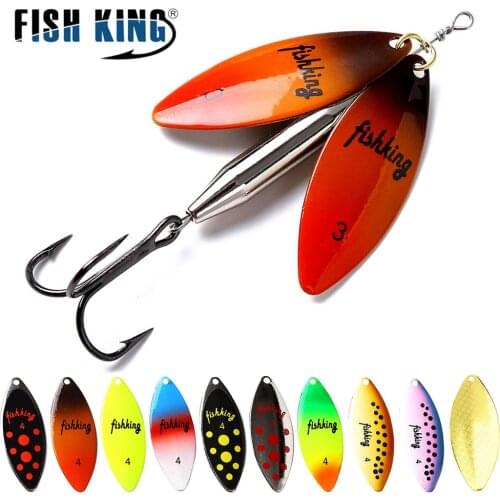 FISH KING Brass Material Long Cast Double Piece 10 Color With Treble Hook Fishing Lure